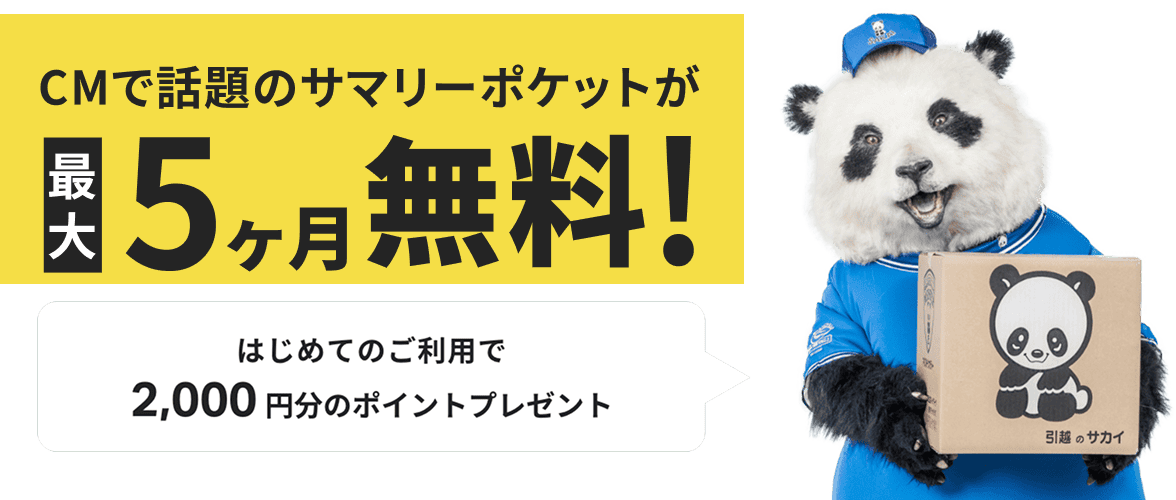 CMで話題のサマリーポケットが最大5ヶ月無料!はじめてのご利用で2,000円分のポイントプレゼント
